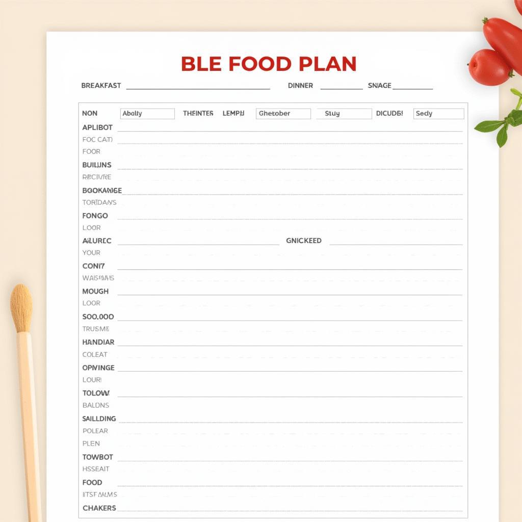 Sample Printable Bright Line Eating Food Plan