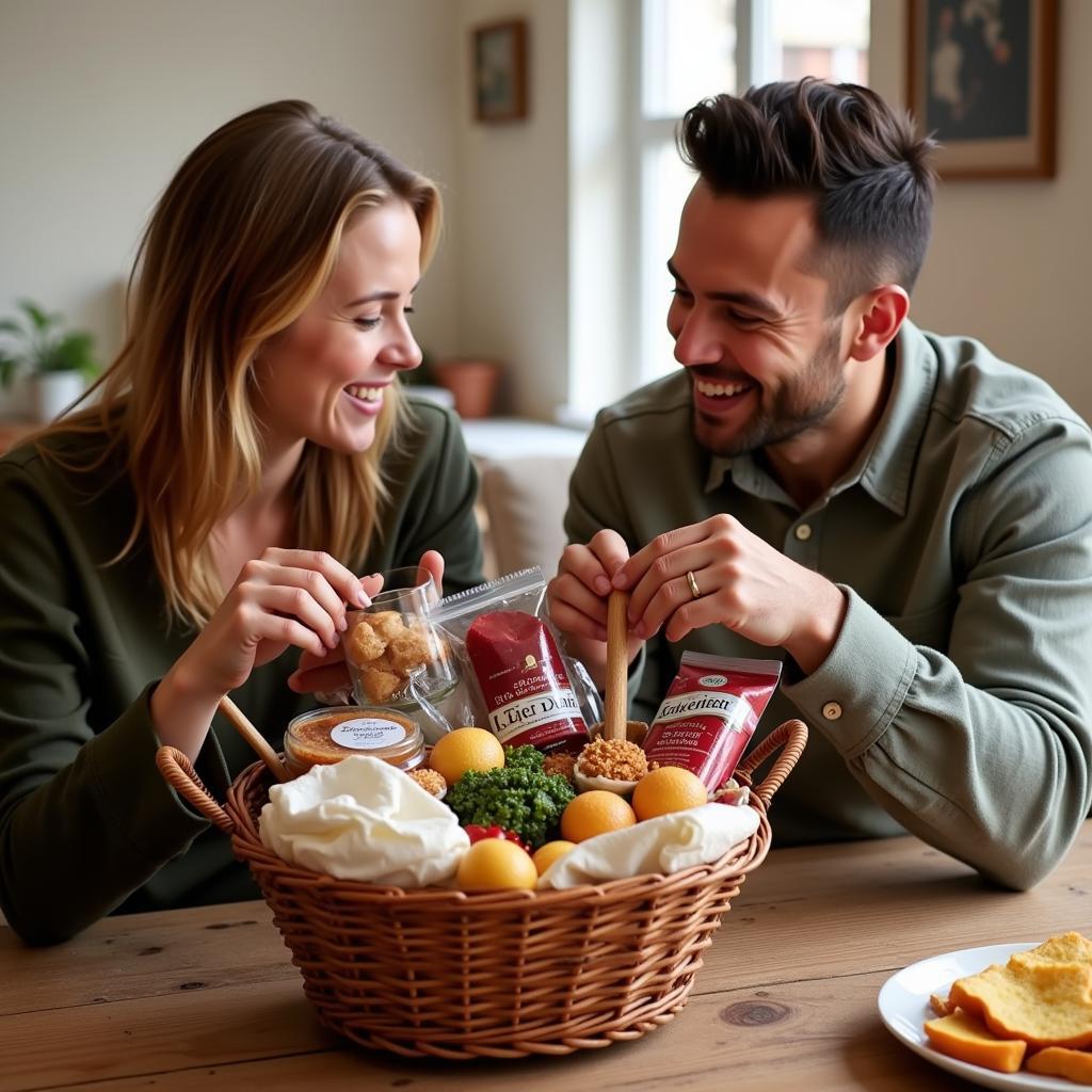 Enjoying a Savory Gift Basket