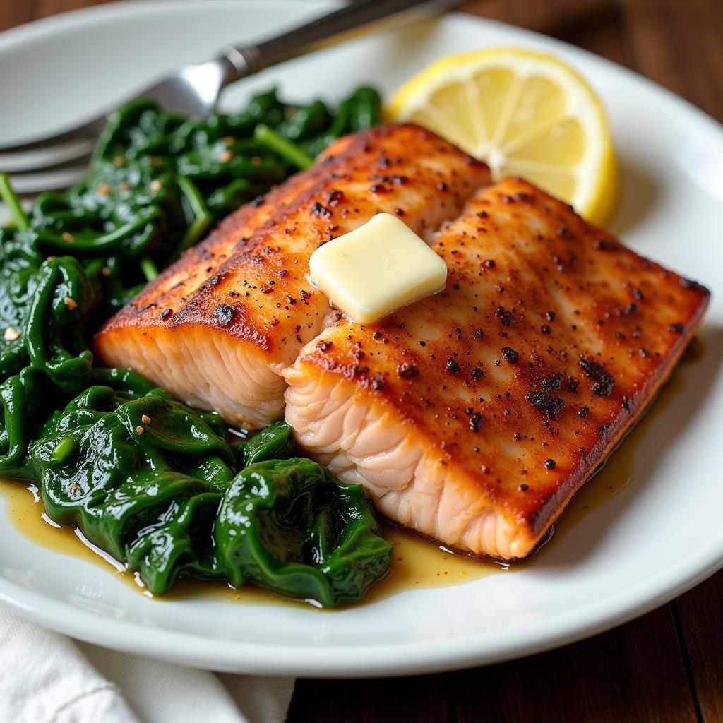 Savory Salmon Supper with Sautéed Spinach