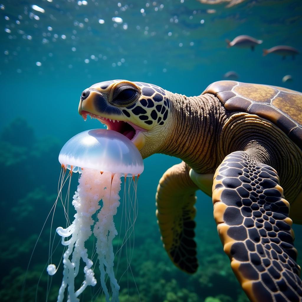 Sea Turtle Eating Jellyfish