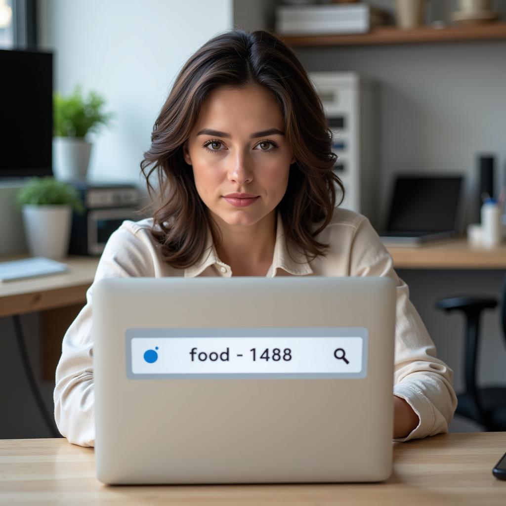 Person Searching "Food 1488" on a Laptop