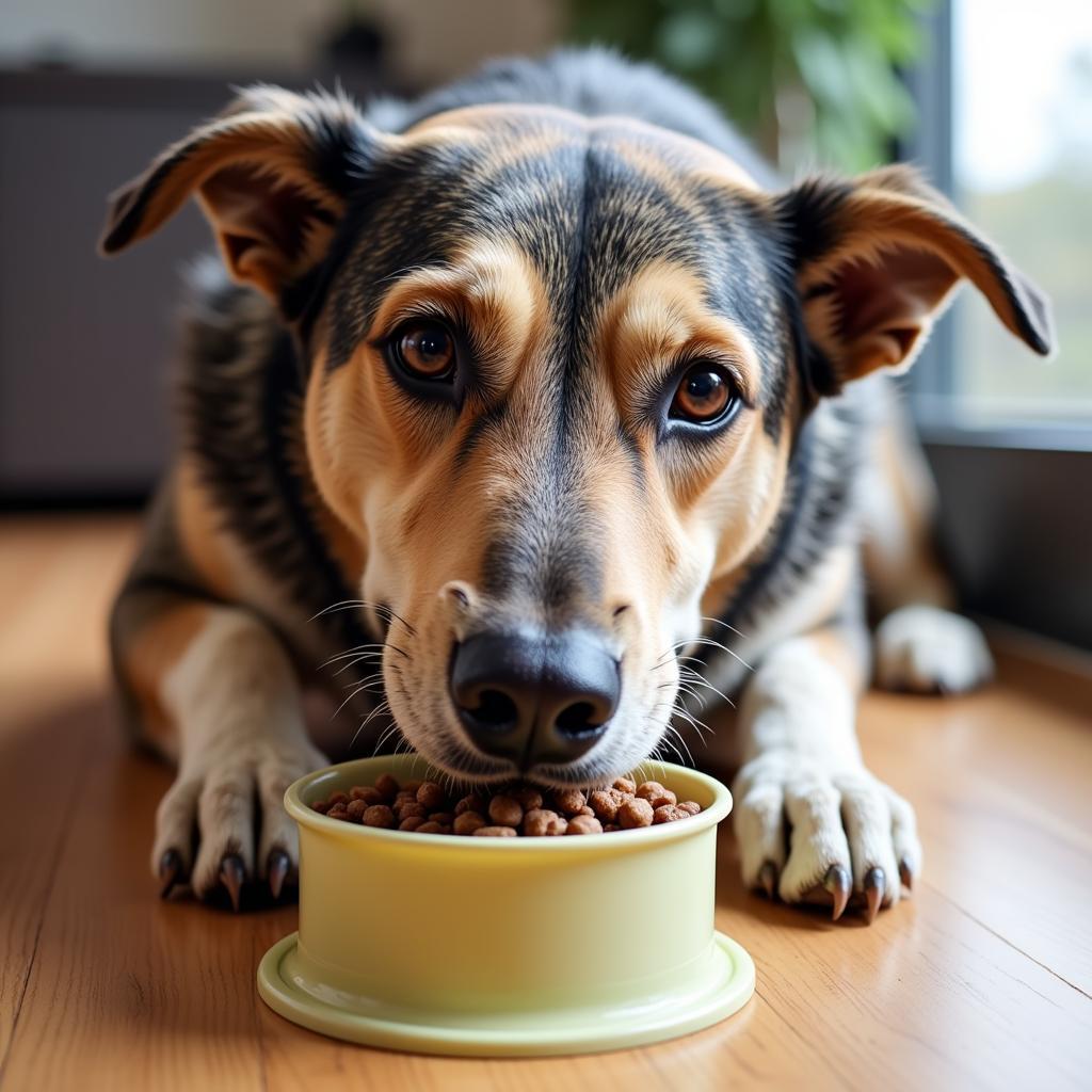 Senior Australian Cattle Dog Enjoying a Senior-Specific Meal