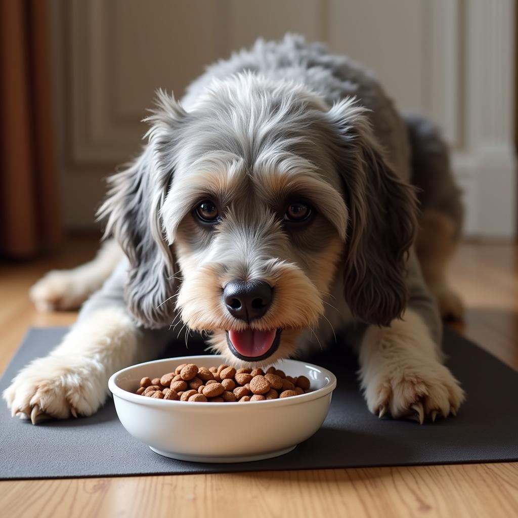 Senior Cockapoo Enjoying Meal