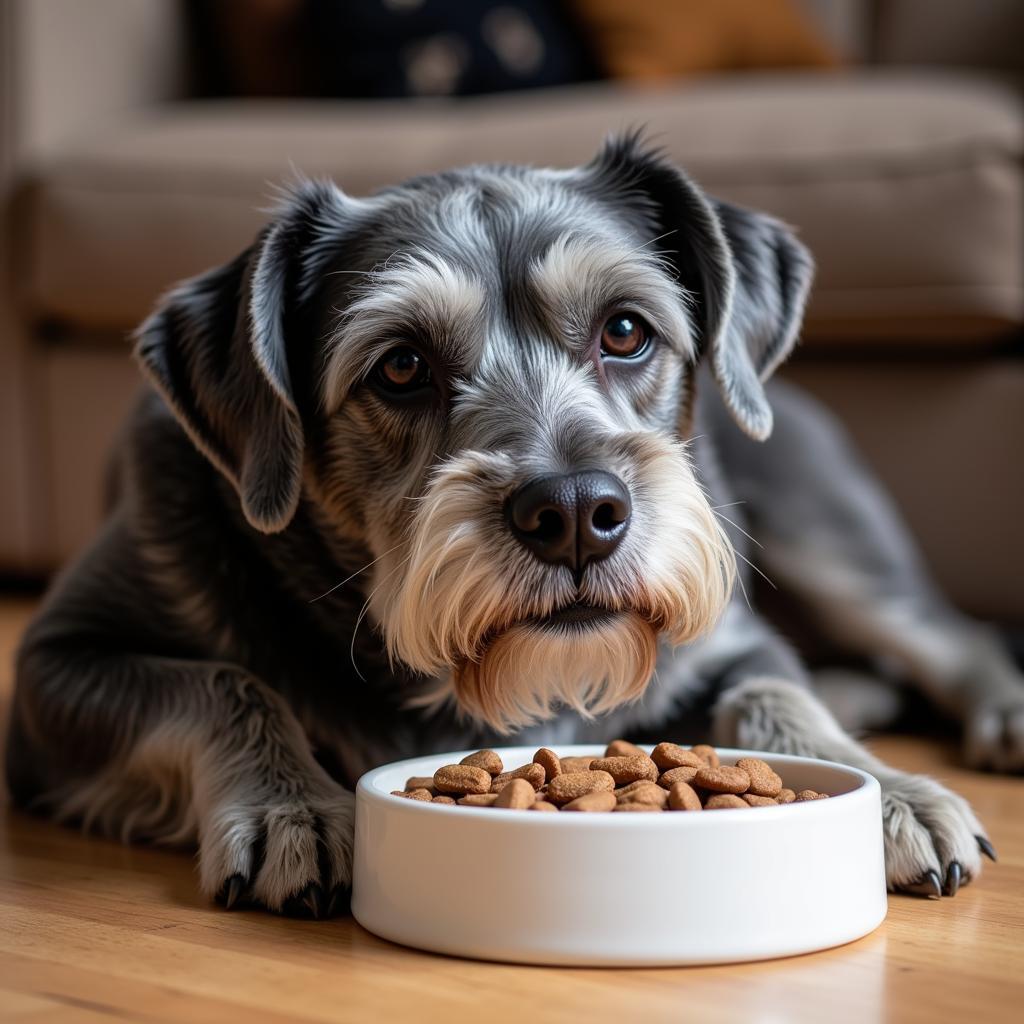 Senior Dog Eating Pollock Dog Food