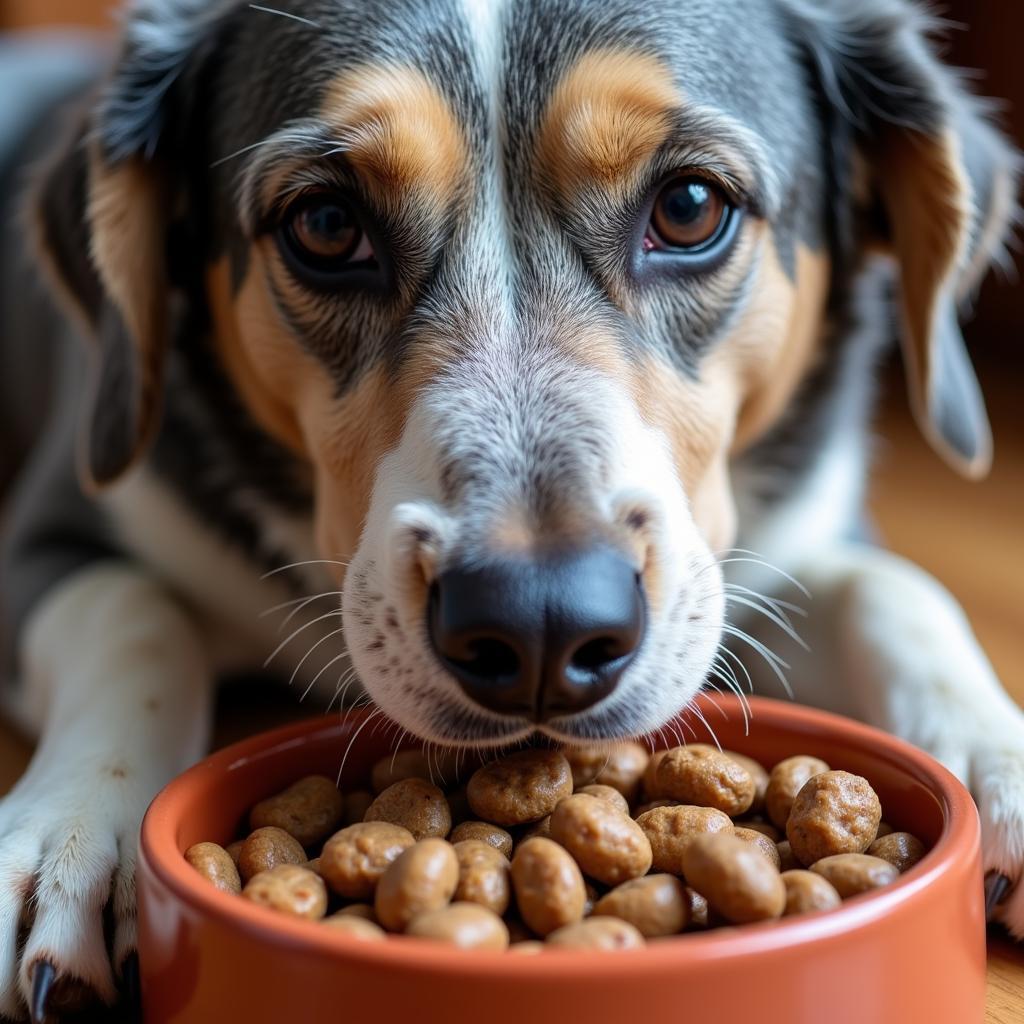 Senior Dog Enjoying Wellness Wet Food