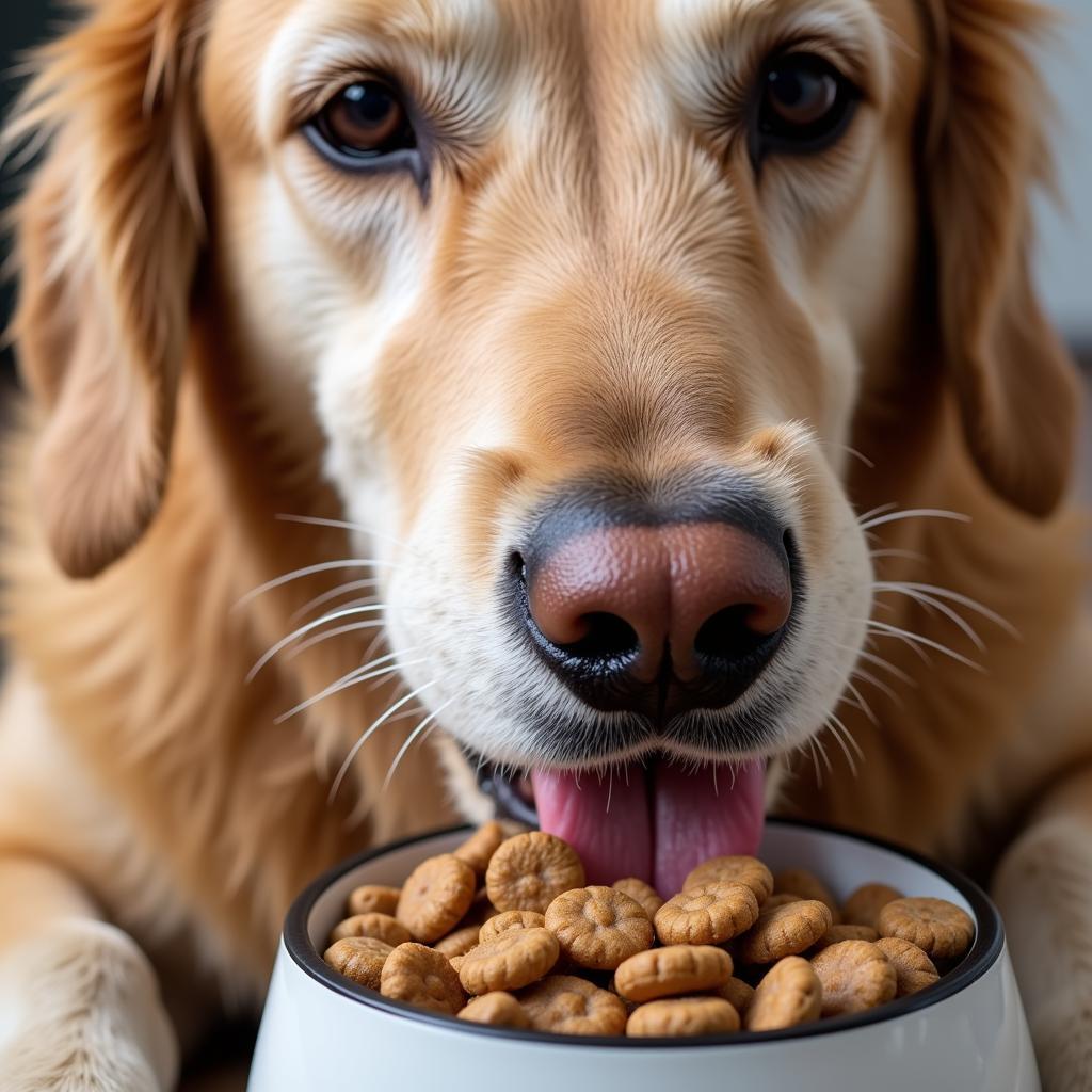 Senior Dog Enjoying Lamb Dog Food