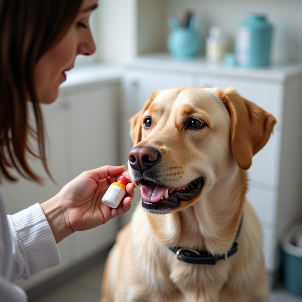 Senior Dog Receiving Vitamin Supplements