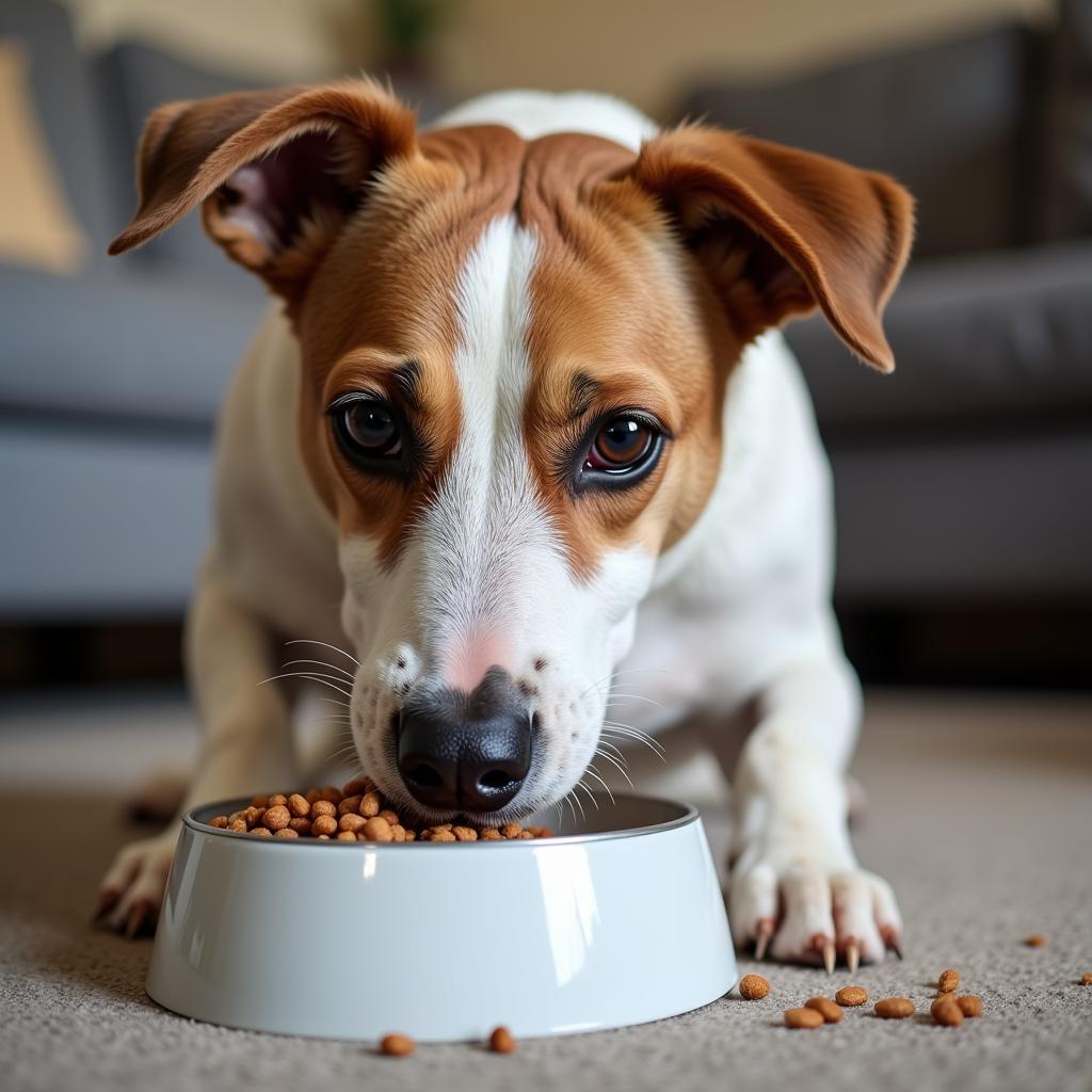 Senior Jack Russell Terrier Enjoying a Meal