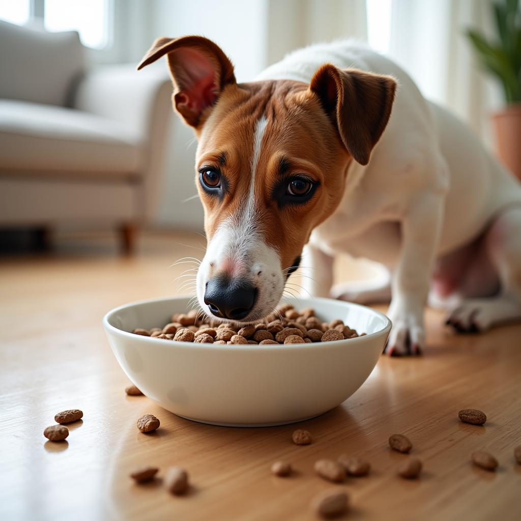 Senior Jack Russell Terrier Eating Dry Food