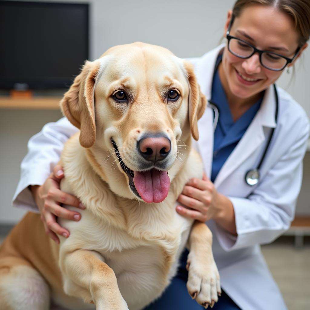 Senior Labrador Getting a Checkup at the Veterinarian's Office