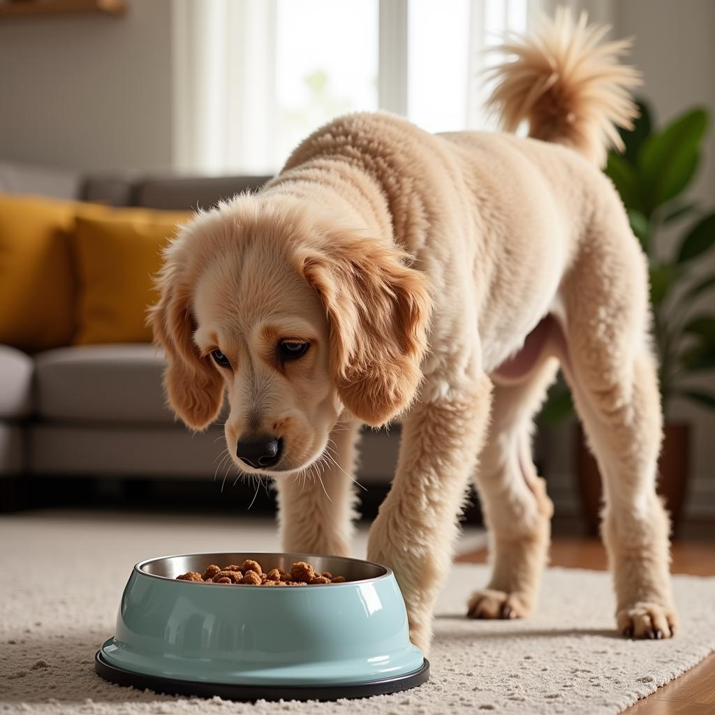 Senior Poodle Enjoying a Nutritious Meal