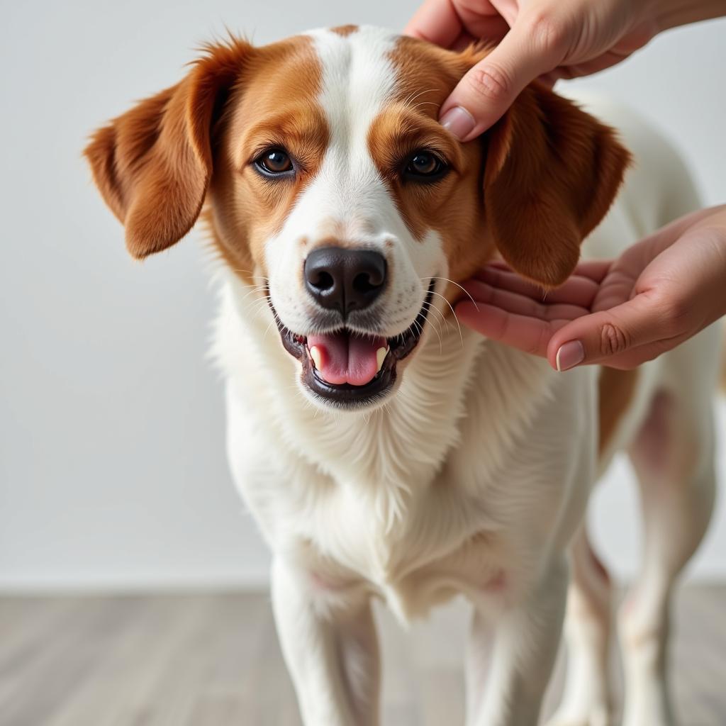 Dog scratching its ear due to skin irritation