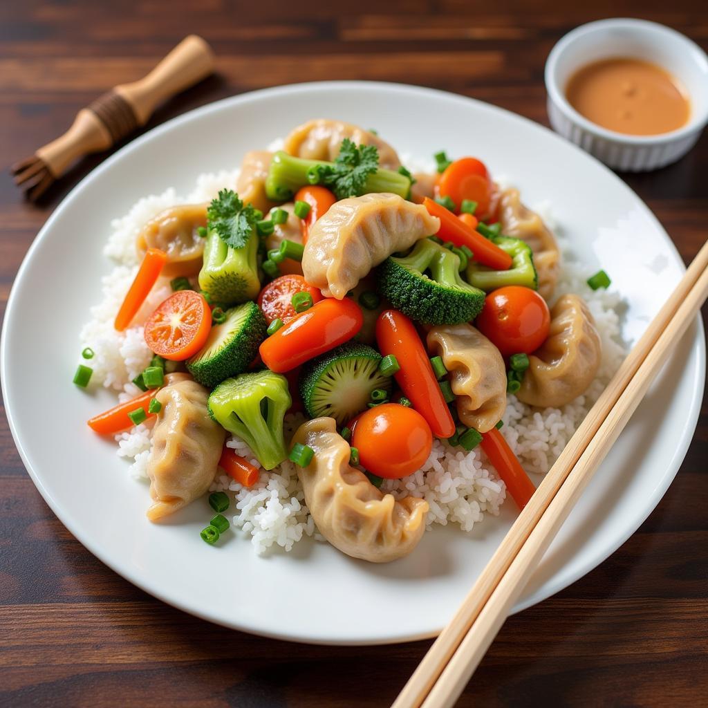 Beautifully plated Chinese frozen meal