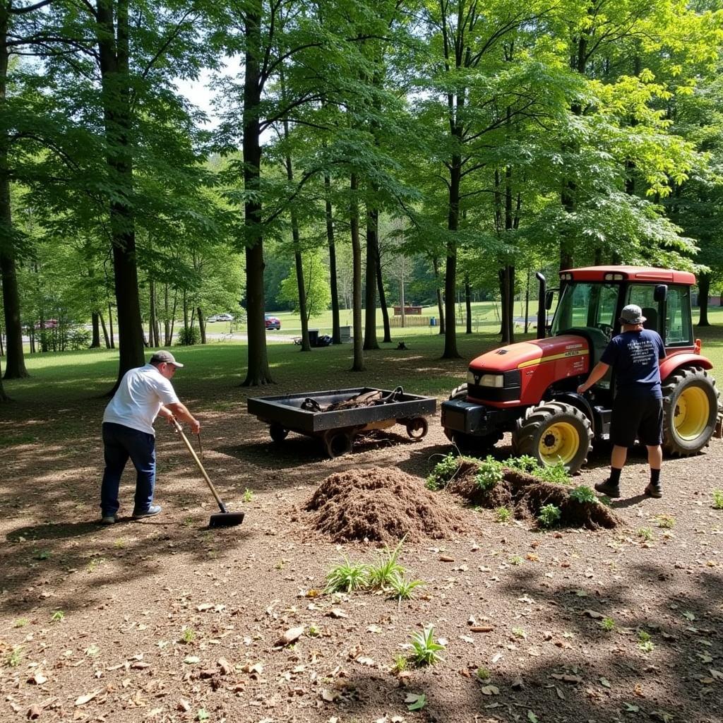 Preparing a food plot in a shaded area