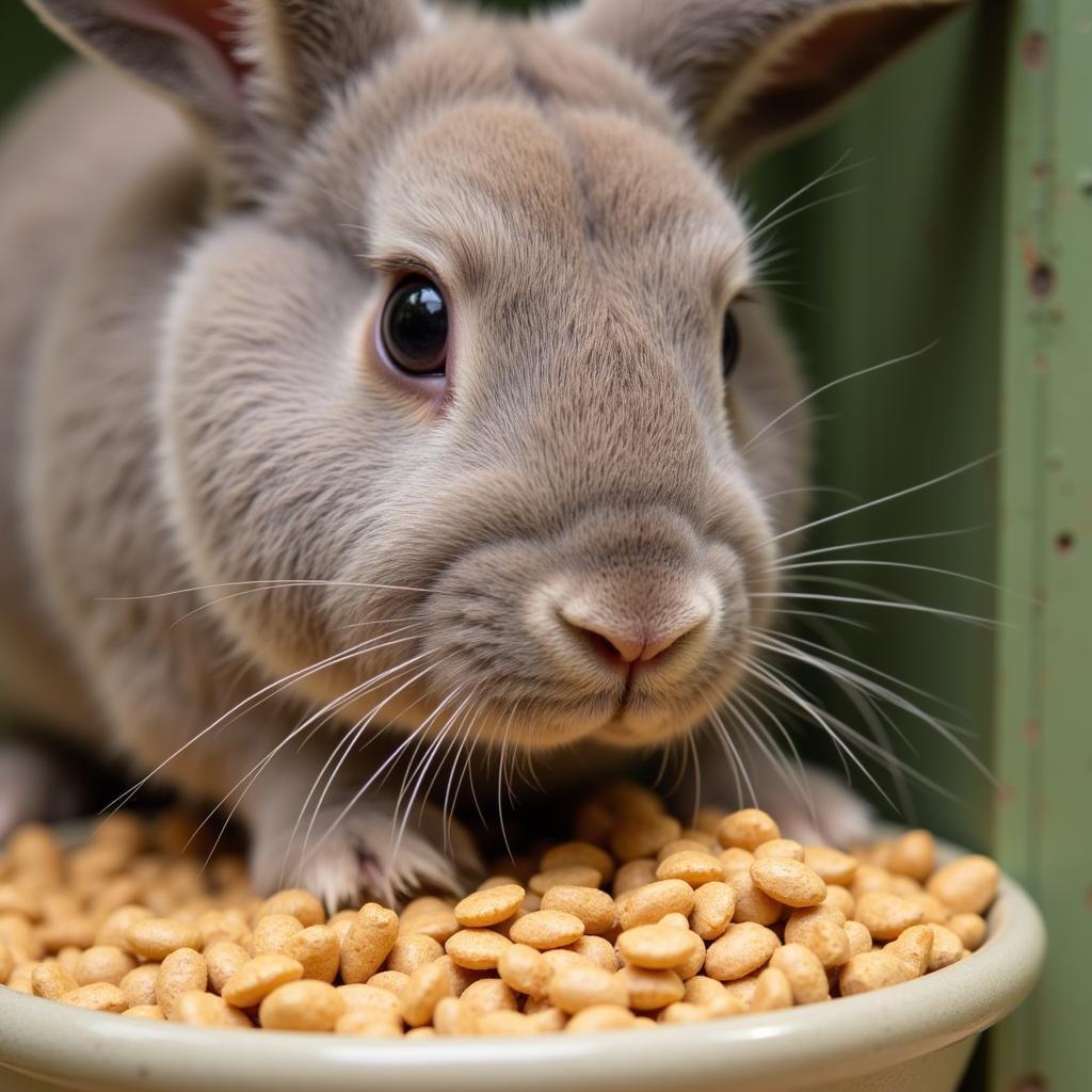 Show rabbit enjoying Show Hutch Deluxe rabbit food