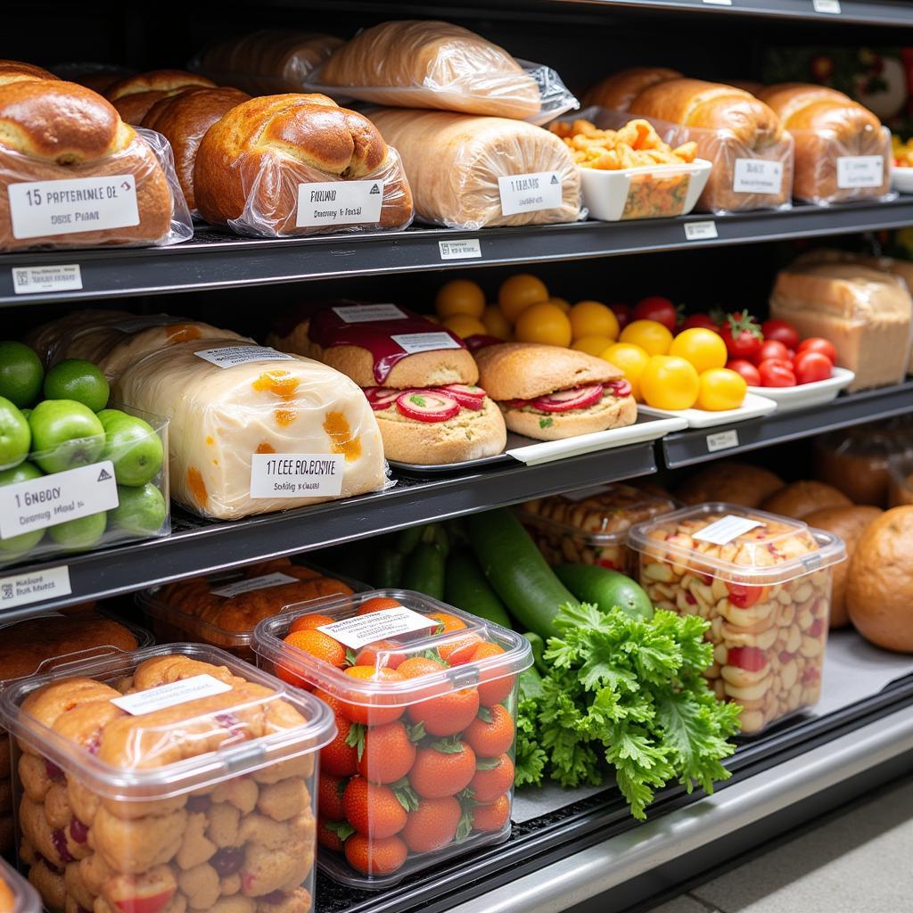 Shrink Wrapped Food Products on Display