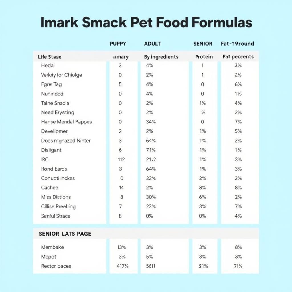 Smack Pet Food Formula Comparison Chart