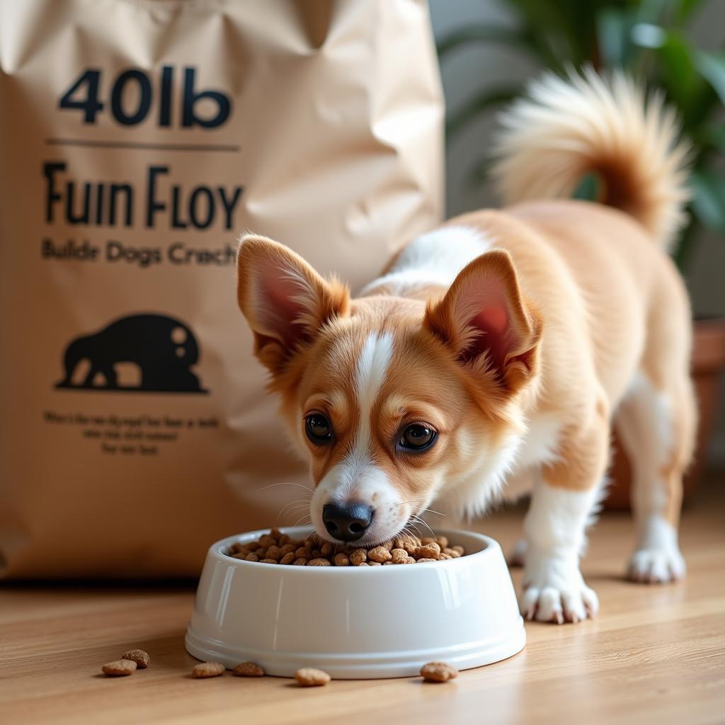 Small Dog Enjoying 40lb Dog Food