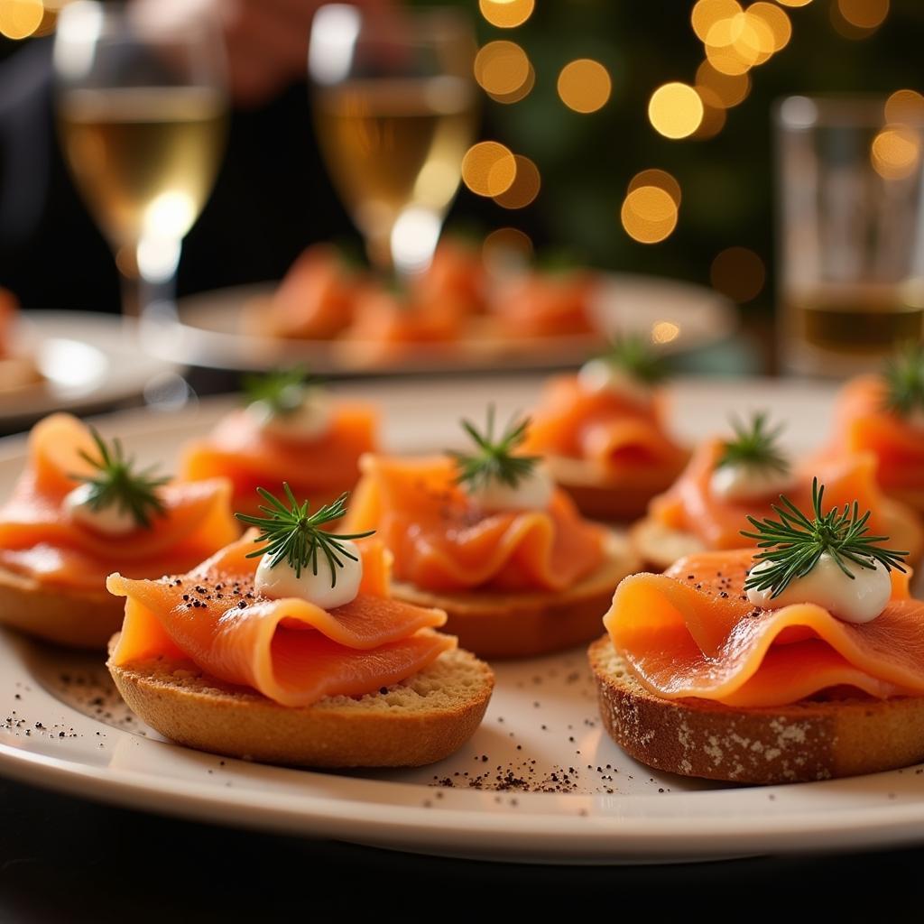 Smoked Salmon Canapés on Rye Bread