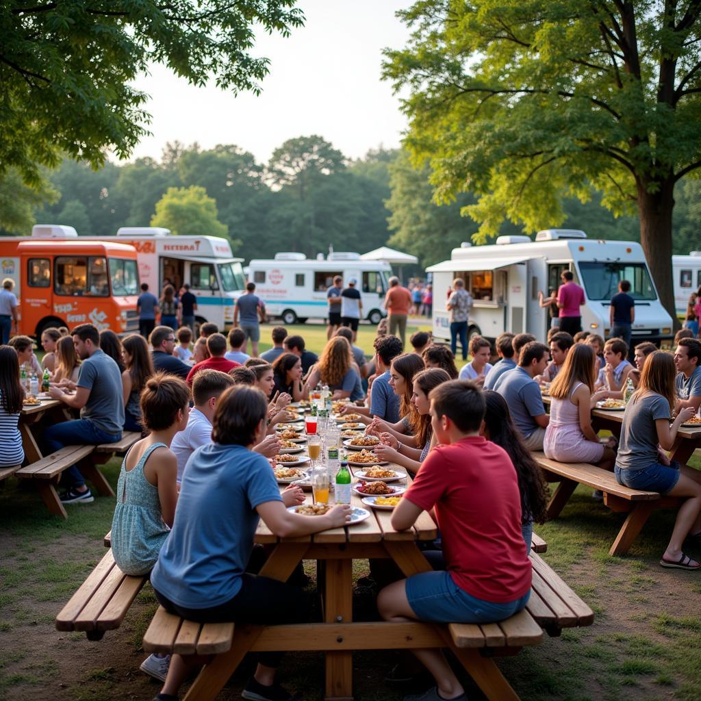 Families and Friends Enjoying Smyrna Food Truck Tuesdays