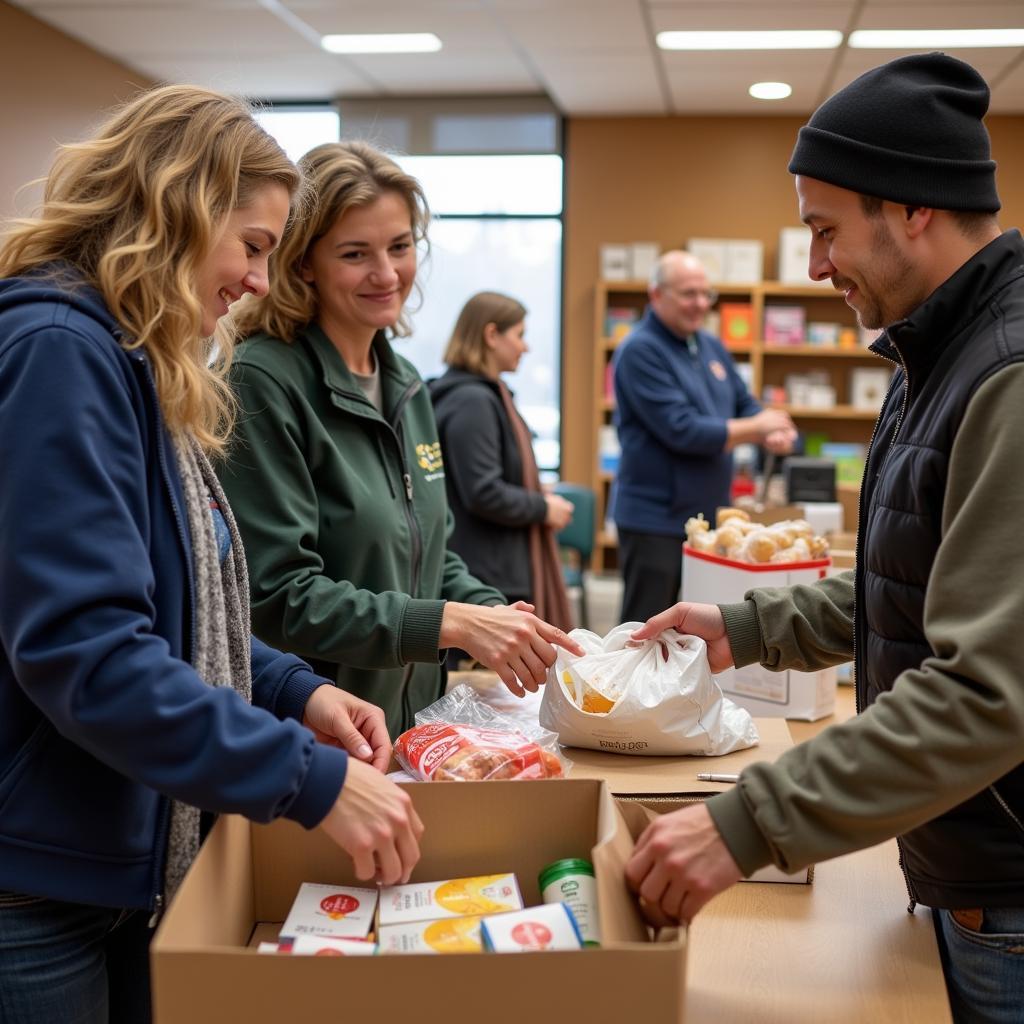 Community members receiving food assistance at the Somersworth Food Pantry