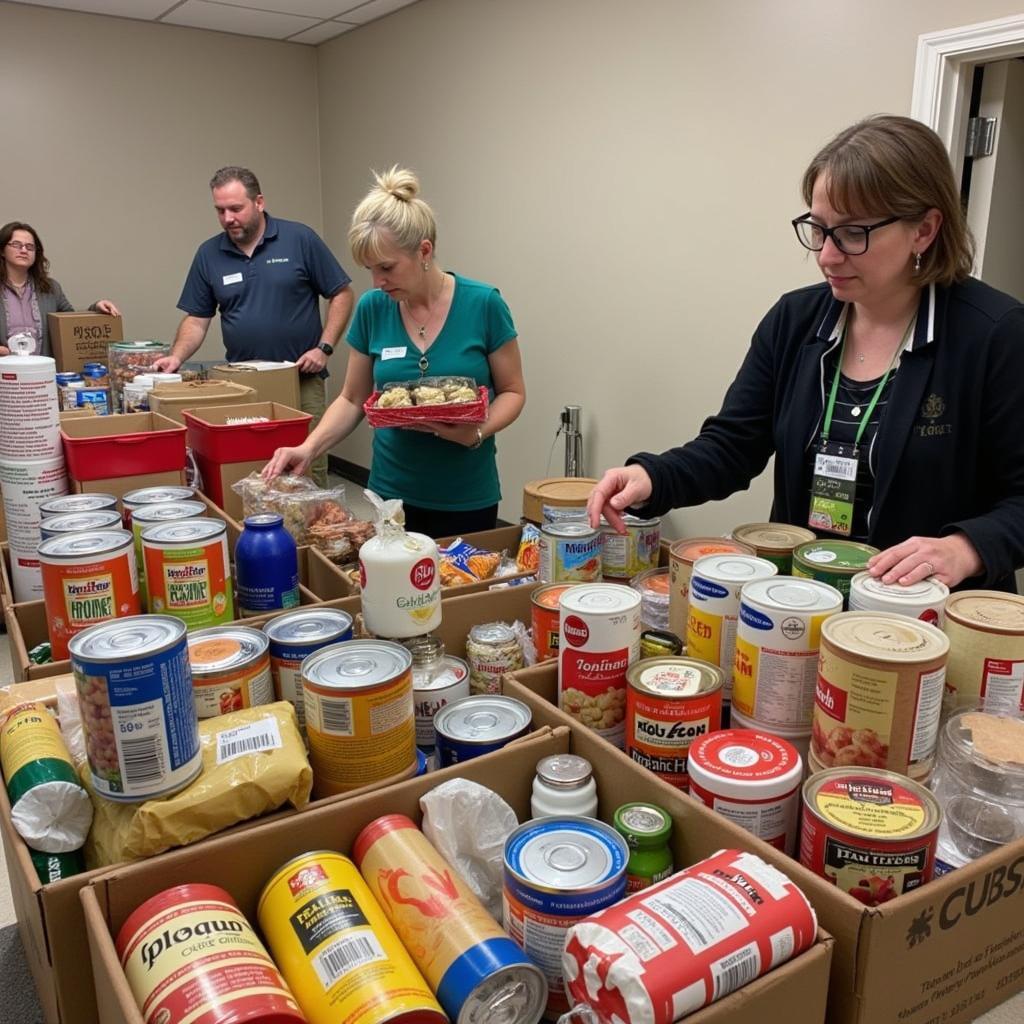 Volunteers Organizing Food at Somersworth Food Pantry