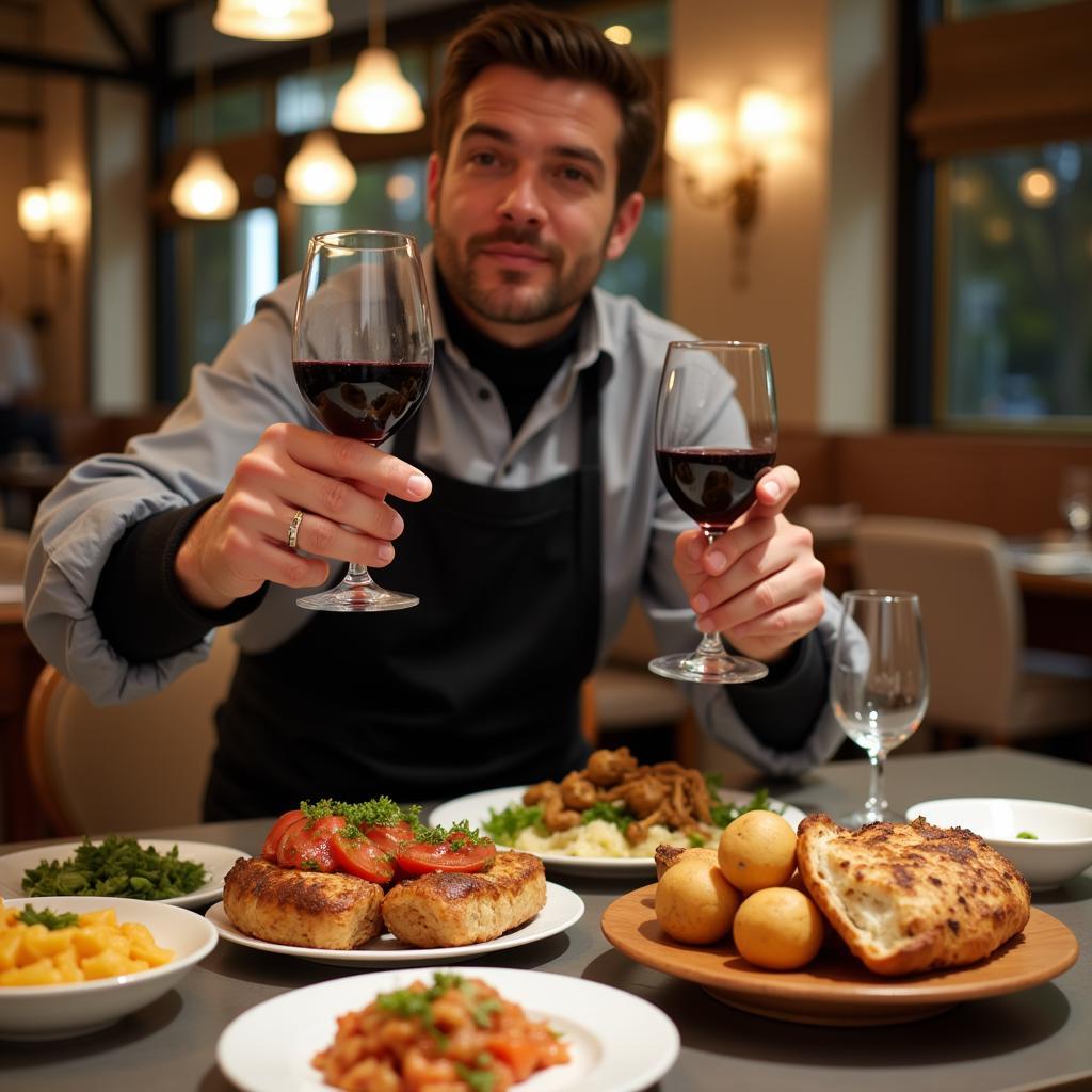 Sommelier Recommending Wine for Mediterranean Food