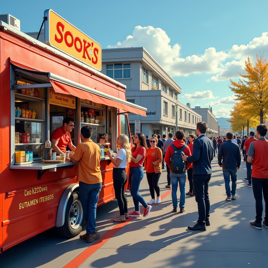 Sooks Food Truck Serving Customers