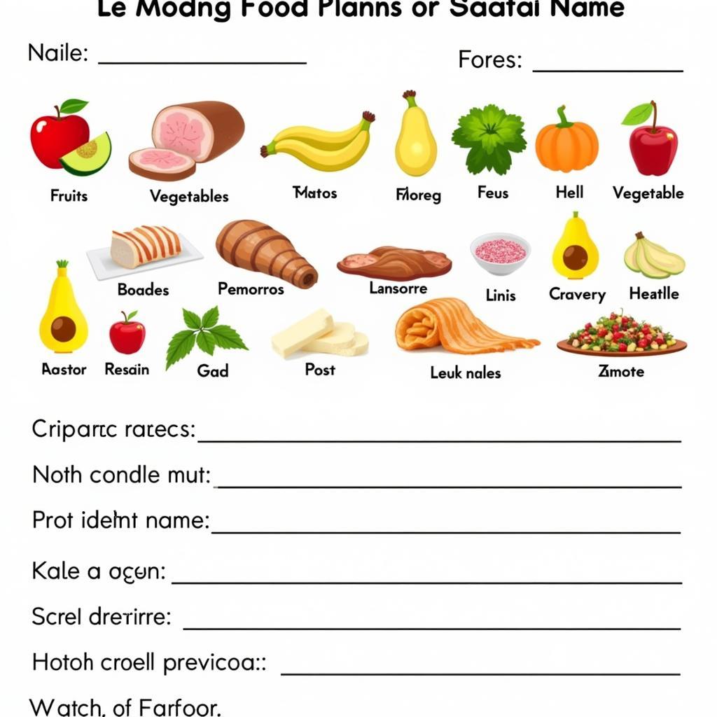 Spanish Food Vocabulary Worksheet