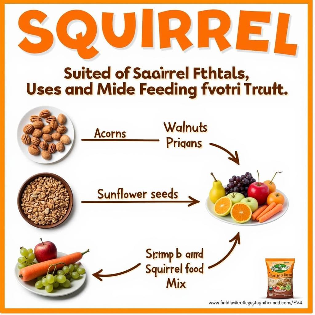 Various Squirrel Food Options - Nuts, Seeds, Fruits, and Commercial Mixes