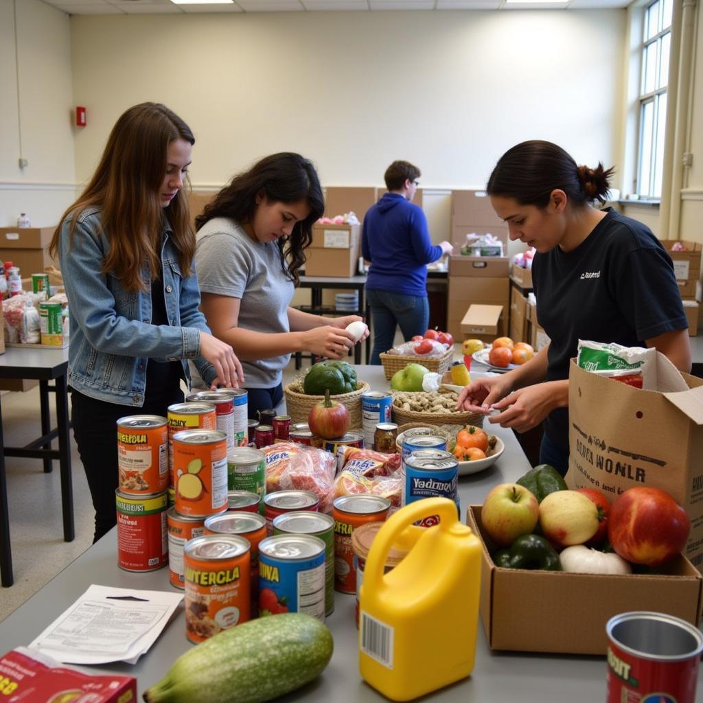 Donations being sorted at St. Bartholomew's Church food pantry