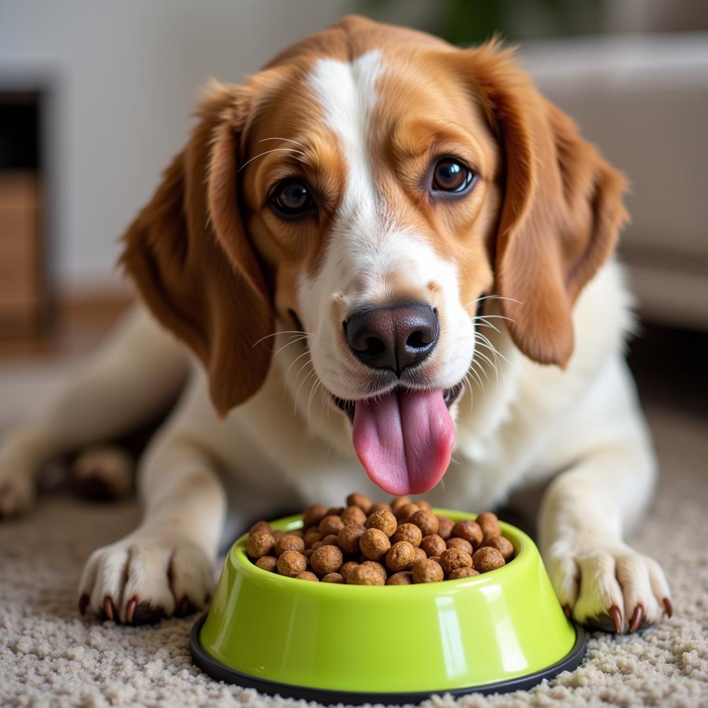 Dog Enjoying State of Nature Dog Food