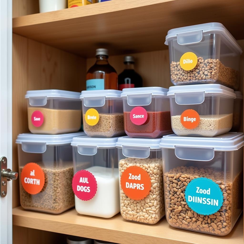 Organized Pantry with Food Label Stickers