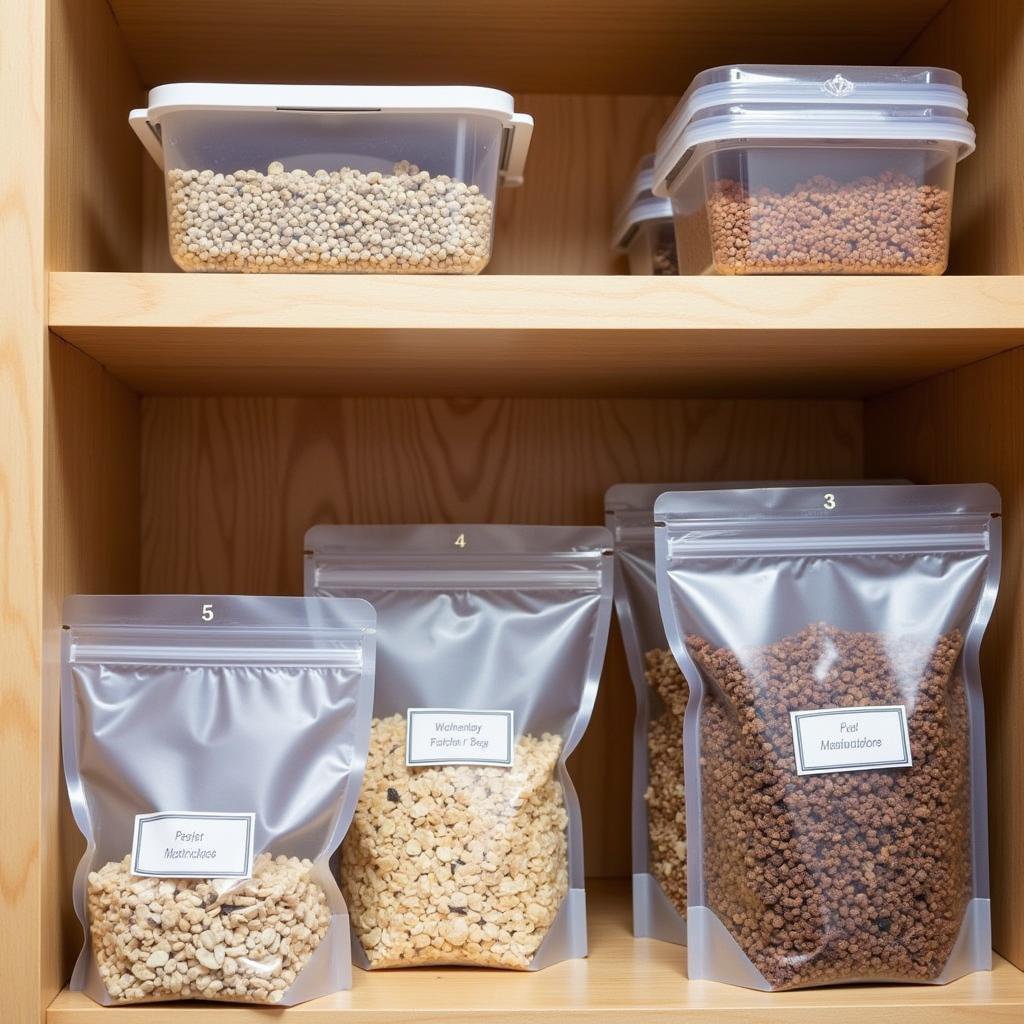 Storing organic freeze-dried food in a cool, dry, and organized pantry.