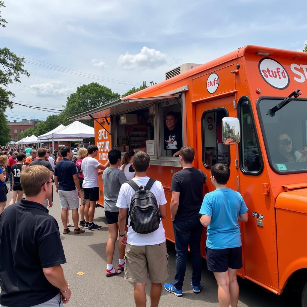 Stuf'd food truck serving customers at a local community event.