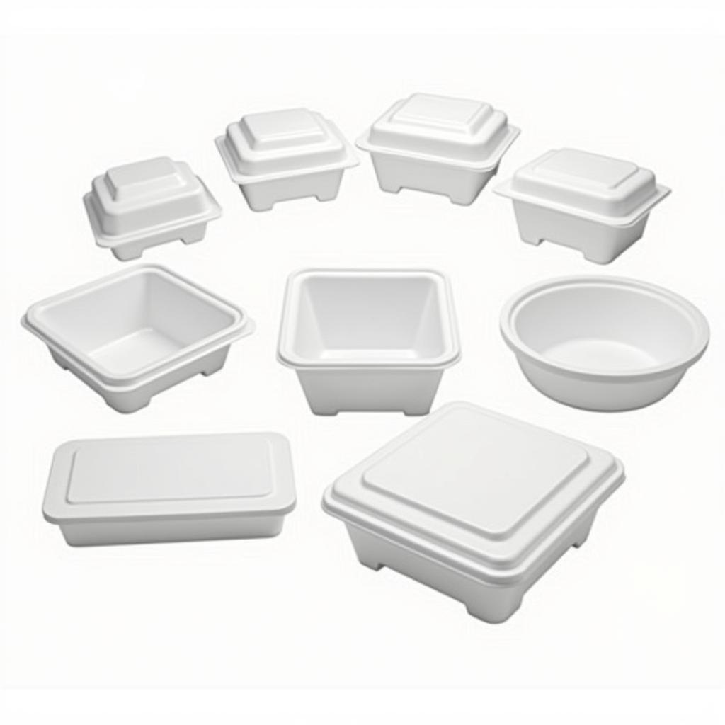 Styrofoam Food Containers in Various Sizes and Shapes