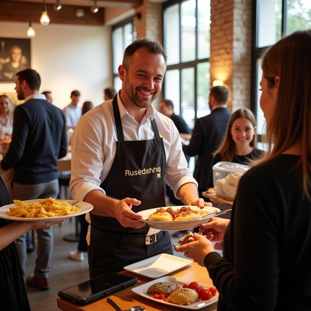 Food Vendor Successfully Serving Guests at an Event