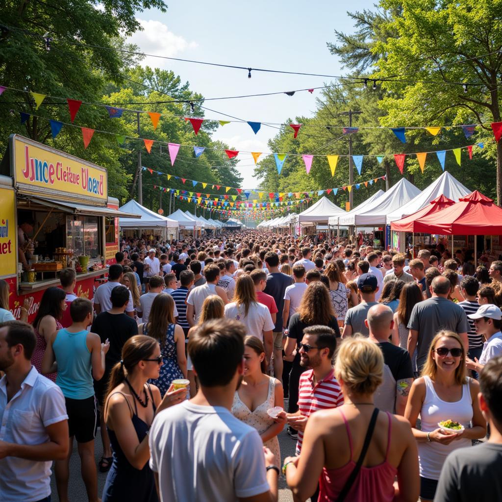 Crowds enjoying a summer street food festival