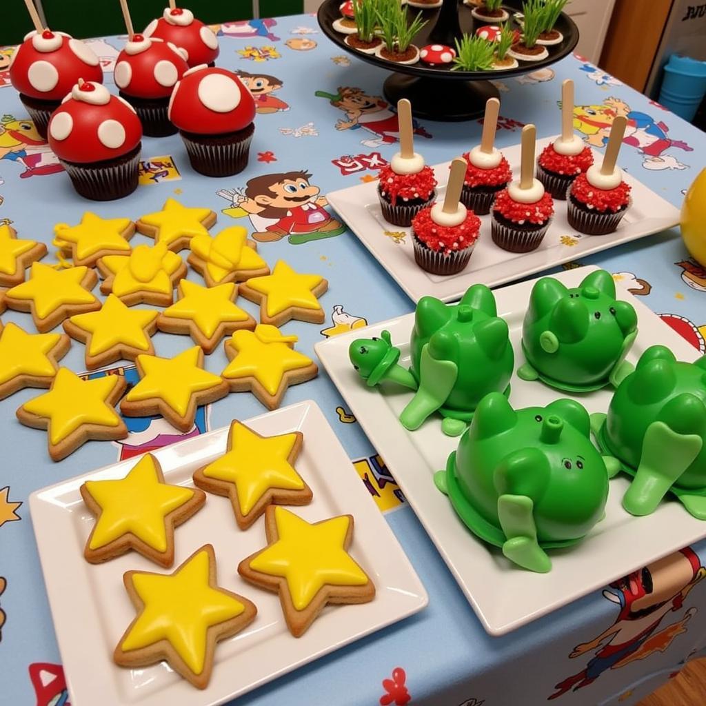 Super Mario Themed Desserts Table