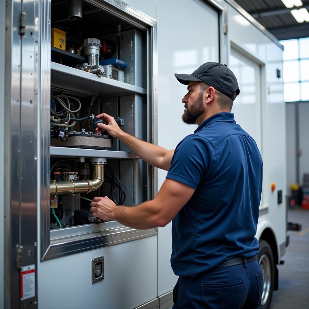 Technician Servicing Refrigeration Unit