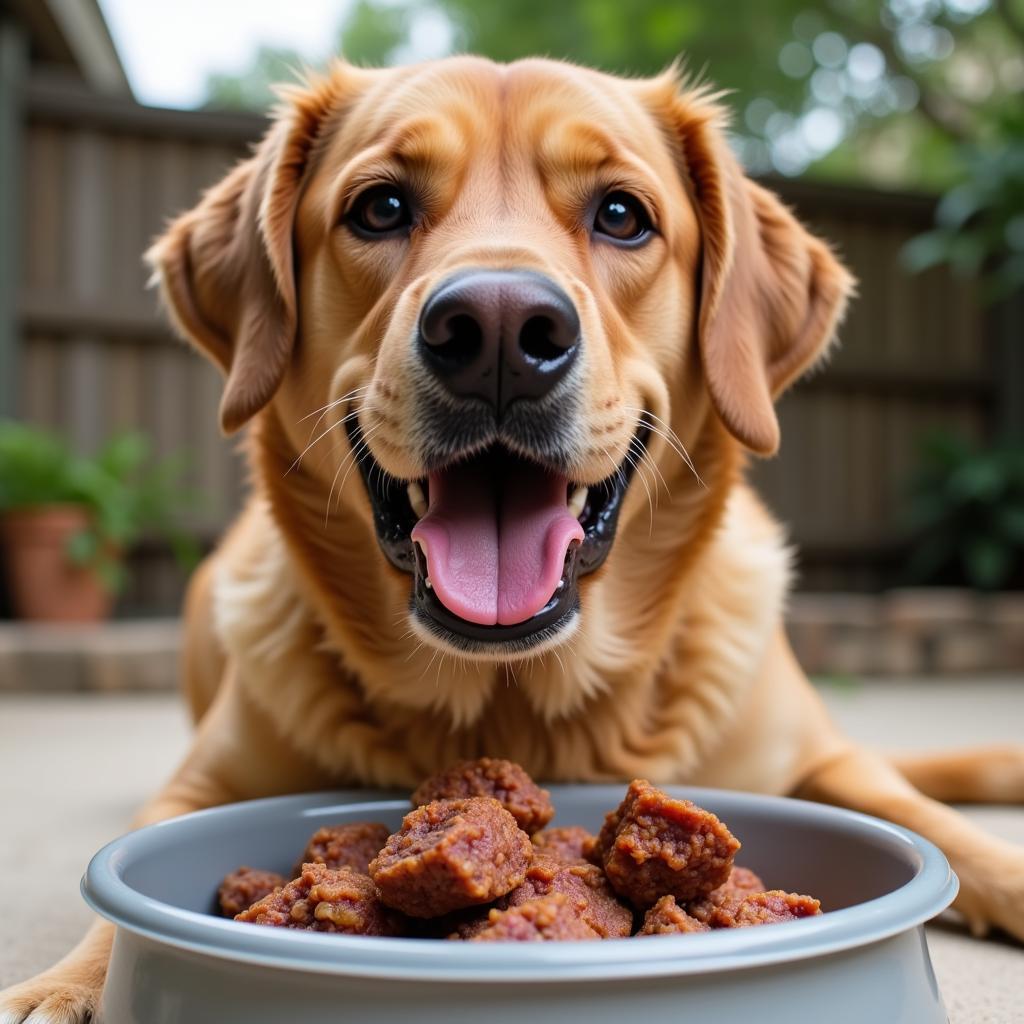 A Happy Texas Dog Enjoying a Raw Food Meal