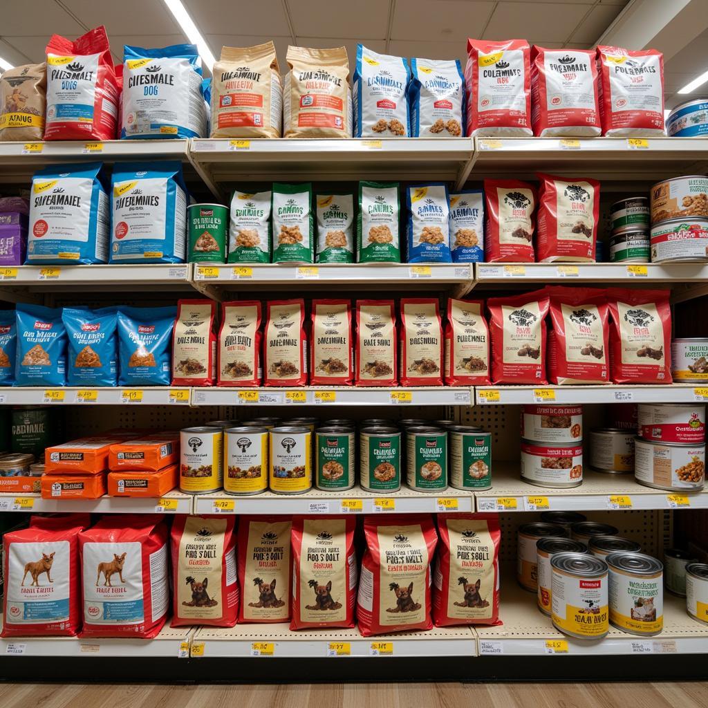 A Variety of Texas Dog Food Brands on Display