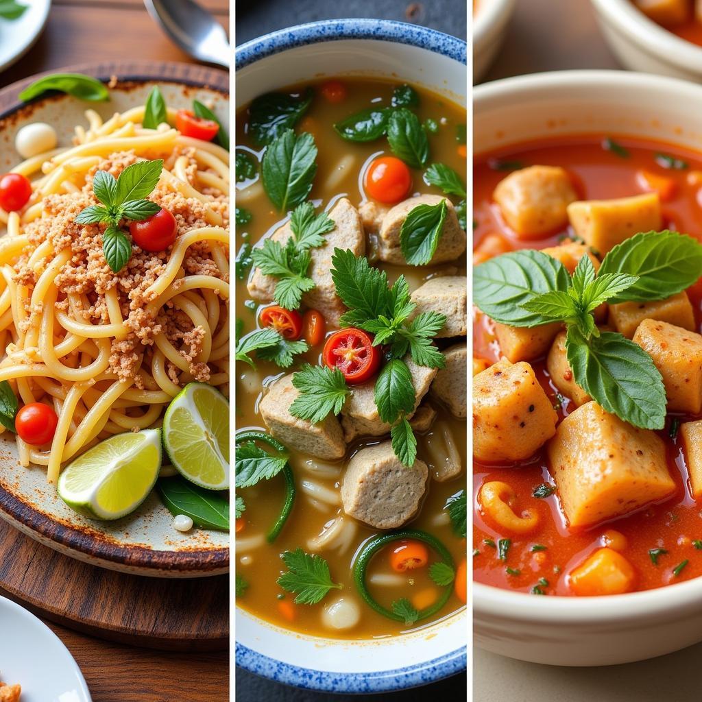 Classic Thai Street Food Dishes: Pad Thai, Green Curry, and Tom Yum Soup