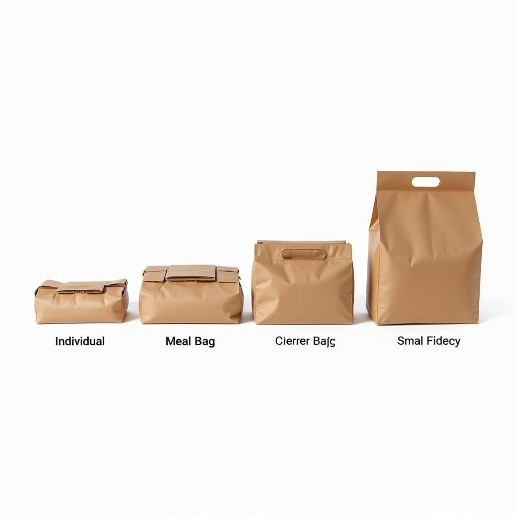 Various sizes of thermal delivery bags