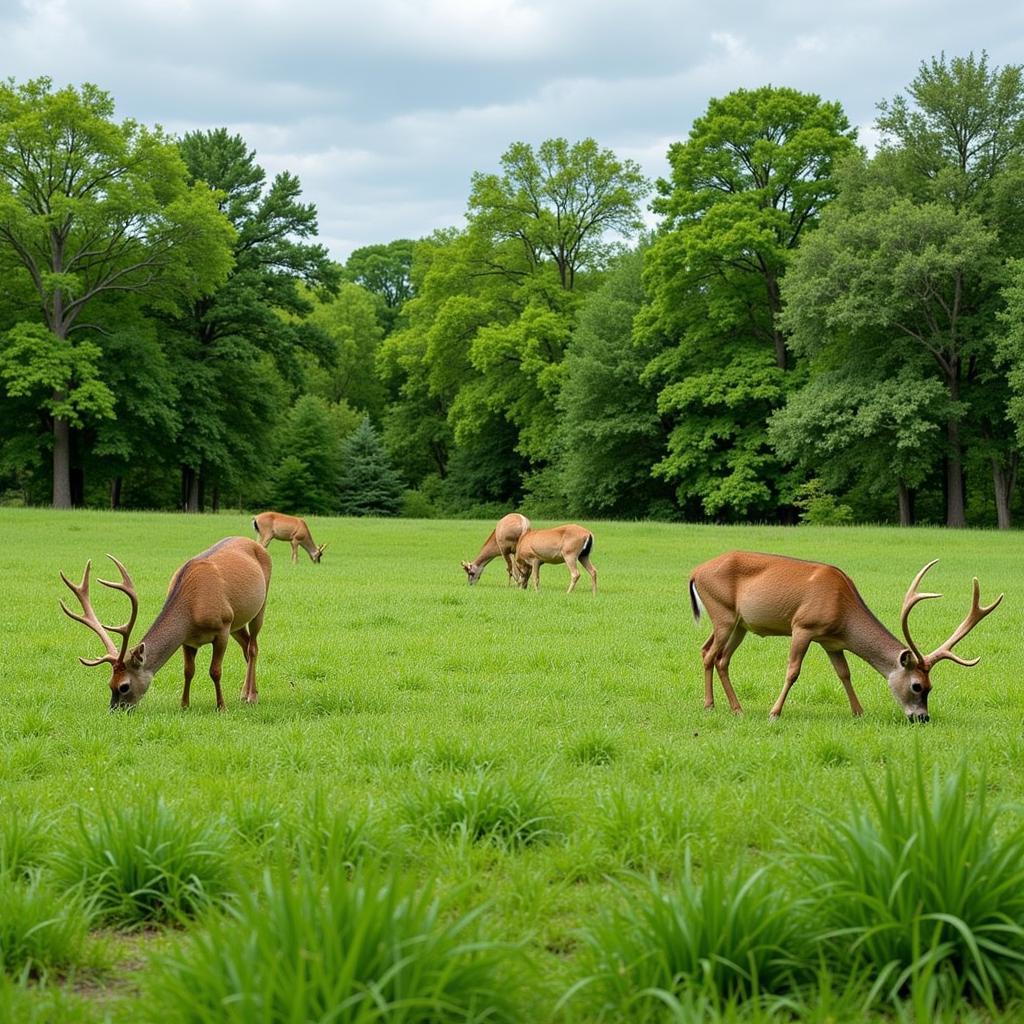 Thriving Food Plot Attracting Deer