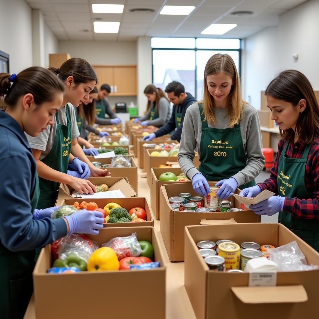 Volunteers Sorting Food Donations at a Torrington, CT Food Bank