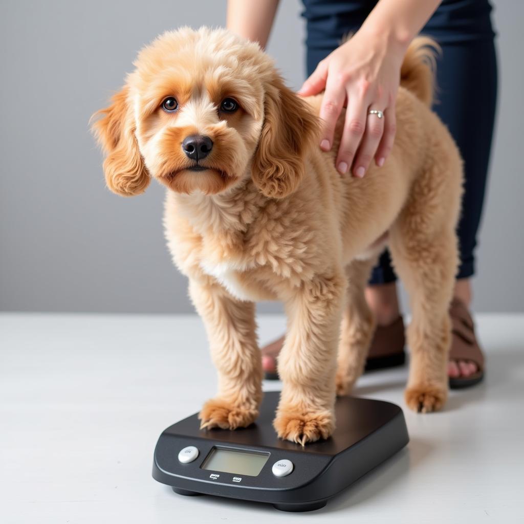 Toy Poodle Being Weighed