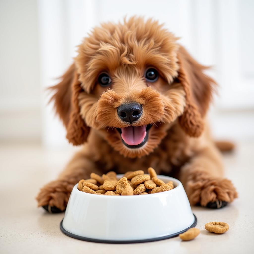 Toy Poodle Enjoying Healthy Kibble