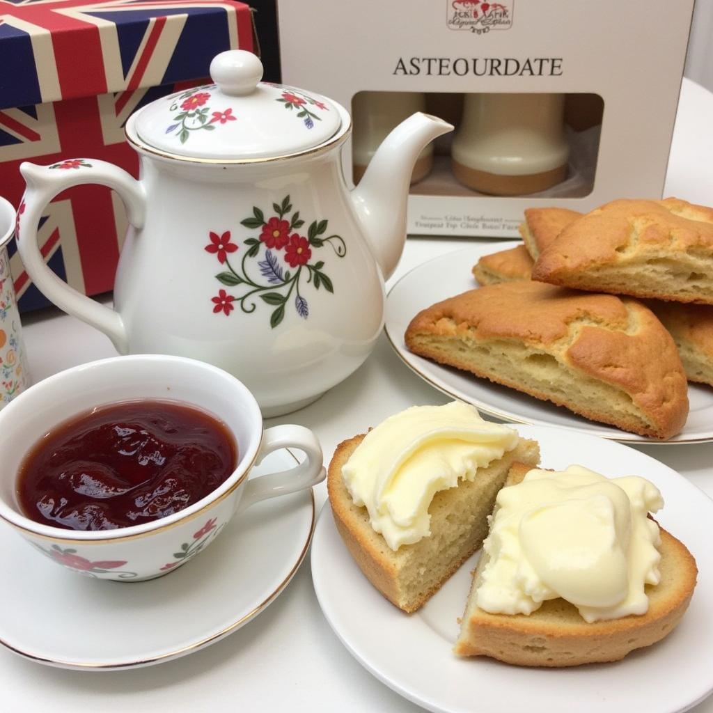 Traditional British Food Box Contents: Scones, Clotted Cream, and Jam