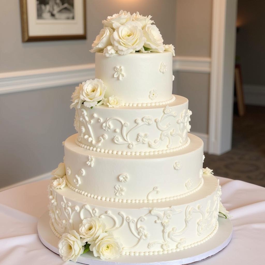 Multi-tiered White Wedding Cake